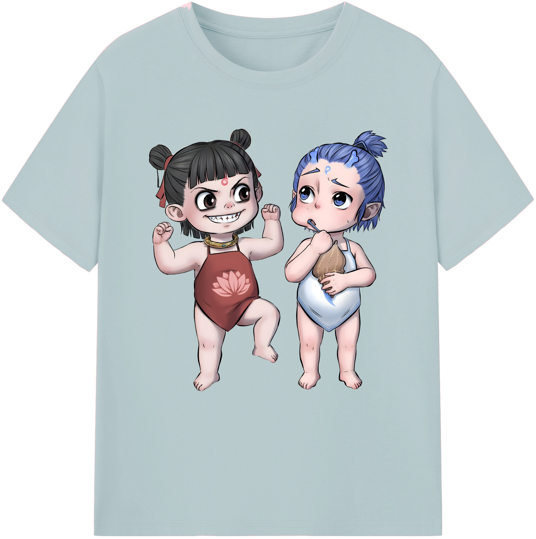 （画像用） Ne Zha 2 ナタ 魔童の大暴れ 綿100％半袖Tシャツ（フロントプリント）